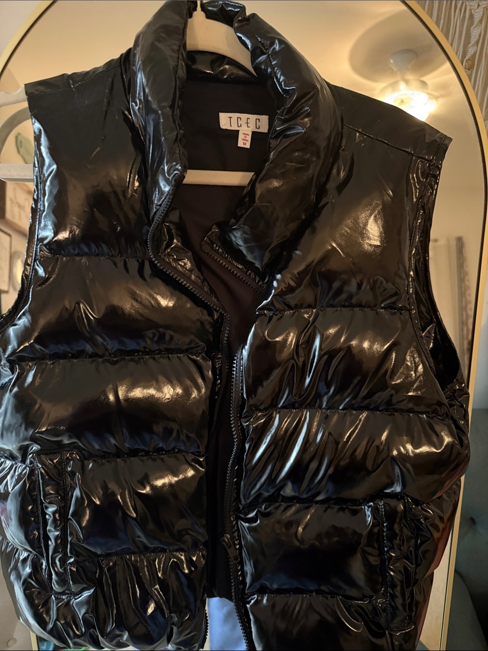TCEC Black Shiny Quilted Puffer Vest